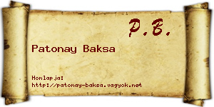 Patonay Baksa névjegykártya